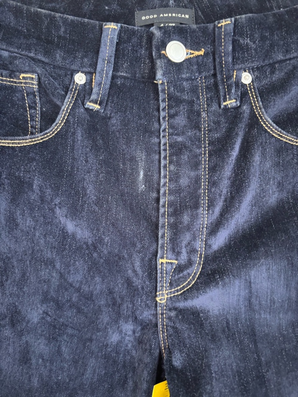 GOOD AMERICAN Good Icon Straight Leg Velvet Jeans Dark Blur size 4 - Picture 8 of 10